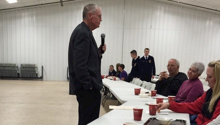 Tom Osborne speaking to Farm Bureau members